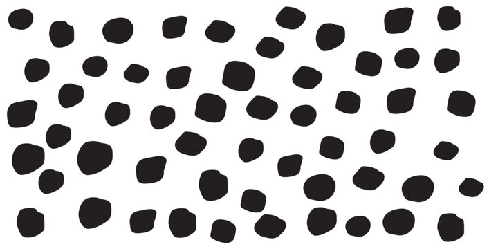 Seamless vector pattern in white with large, hand-drawn black dots. eps 10
