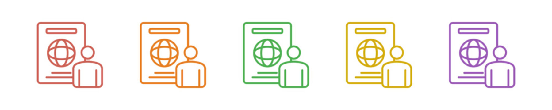 Passport Control Icon Set Multiple Style Collection. Vector Illustration Concept Designed In Line Colorful Style