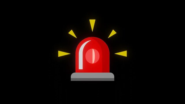 Red Emergency Beacon Light Vector Animation - Rotating Warning Lamp
