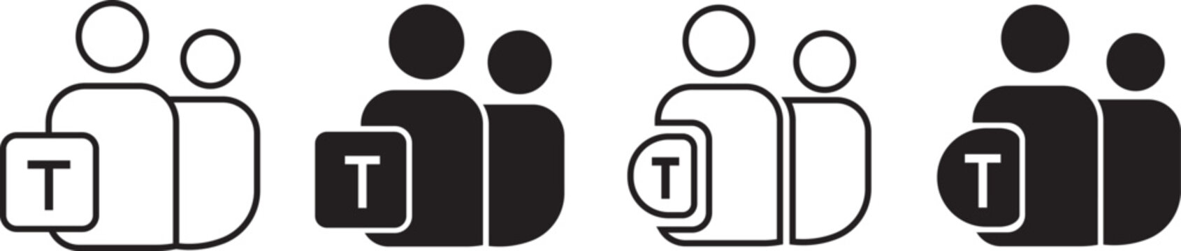 Microsoft teams app icons set and communication signs, with premium illustration buttons for virtual meetings and scalable vector symbols collection 
