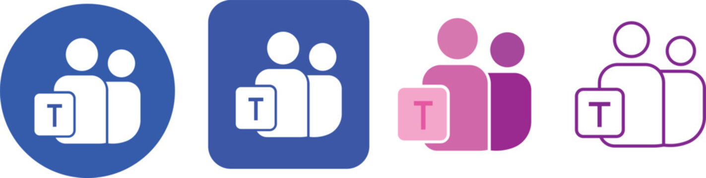 Microsoft teams app icons set and communication signs, with premium illustration buttons for virtual meetings and scalable vector symbols collection 
