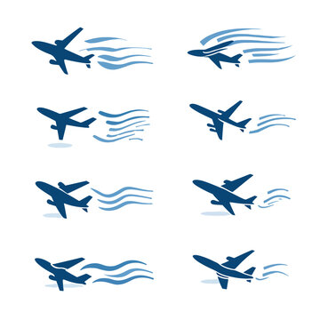 Airplane flying in the sky fast.