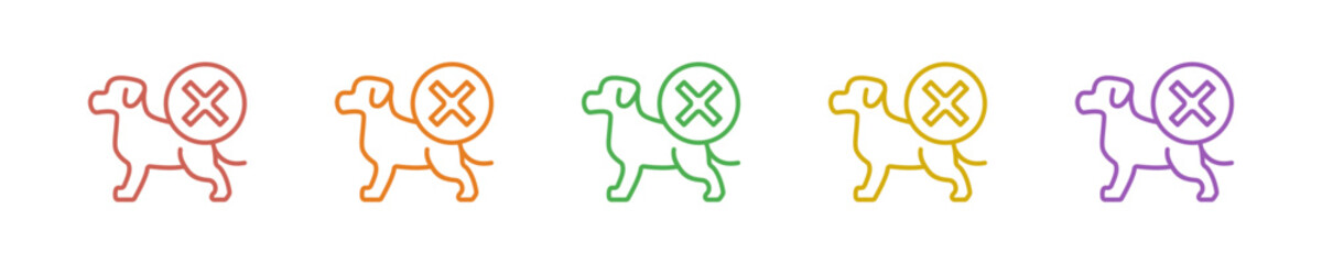 Fototapeta premium No Pet Icon Set Multiple Style Collection. Vector Illustration Concept Designed In Line Colorful Style