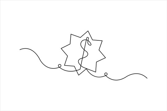 Star of Life medical sign in continuous one line art drawing of design. Emergency medical services icon outline isolated vector art illustration