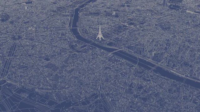 3D looped animation of city - Paris France