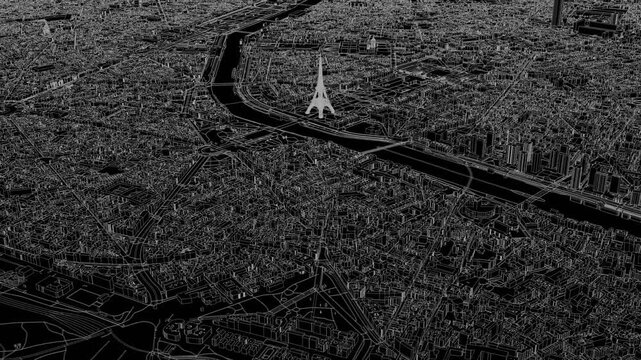 3D looped animation of city - Paris France