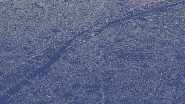 3D looped animation of city - Paris France