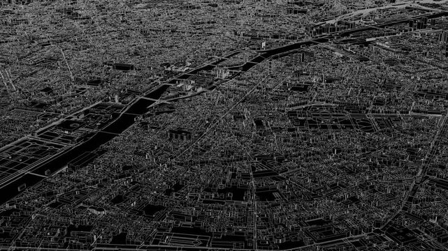 3D looped animation of city - Paris France