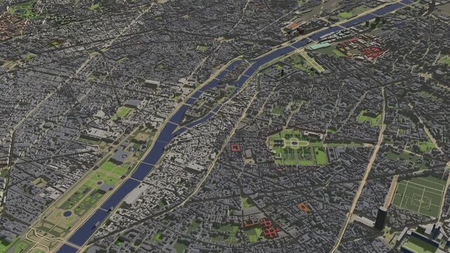 3D looped animation of city - Paris France