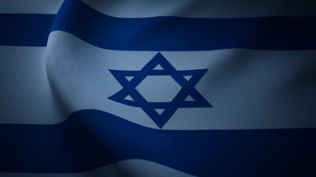 Ultra-realistic close-up Israeli flag texture with Star of David symbol