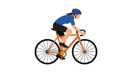 Naklejka premium Woman Cycling on Orange Bike