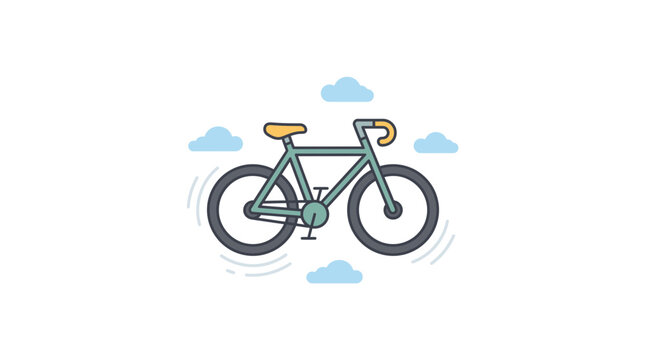 Flat design bicycle with clouds