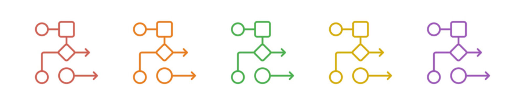 Quantum Algorithm Icon Set Multiple Style Collection. Vector Illustration Concept Designed In Line Colorful Style