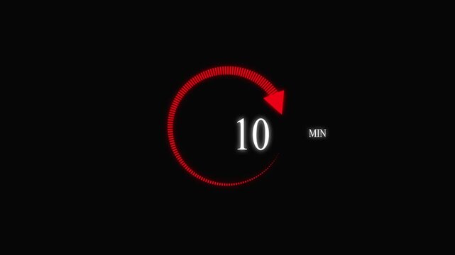 Abstract clock icon animation. Loading Clock 10-minute icon Digital and analog clock 10 minutes isolated on white background. and creating a stunning video 4k animation.