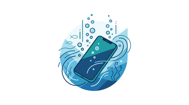 Smartphone underwater illustration
