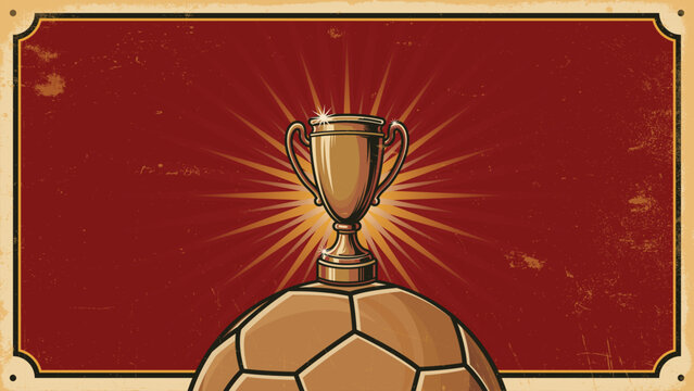 Soccer tournament promotion background retro style with scratches and stains texture have blank space.