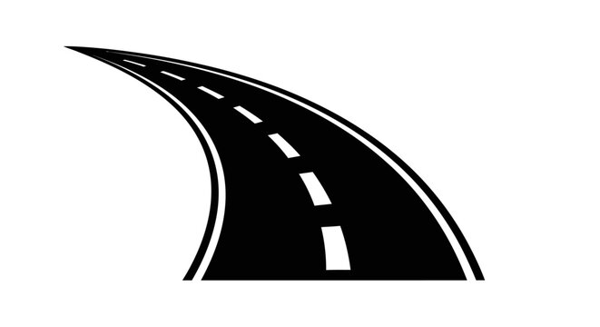 Black asphalt road curve illustration.