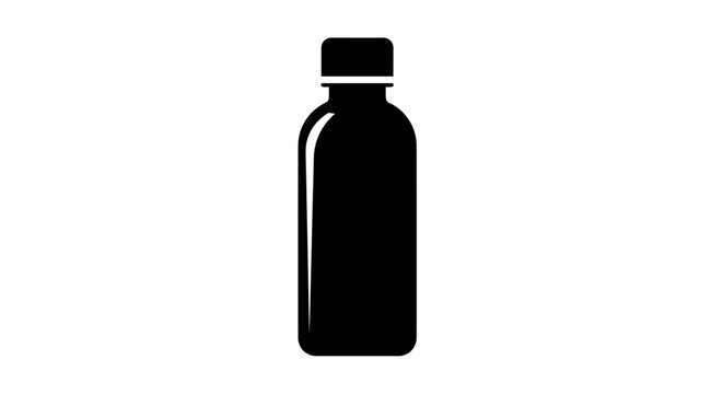 Black bottle with screw top cap.