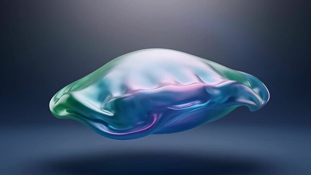 Abstract liquid fluid blob organic shape with iridescent smooth glow and floating forms, gradient glossy blue purple creative art render, 3D green blue design, SEO friendly abstract title