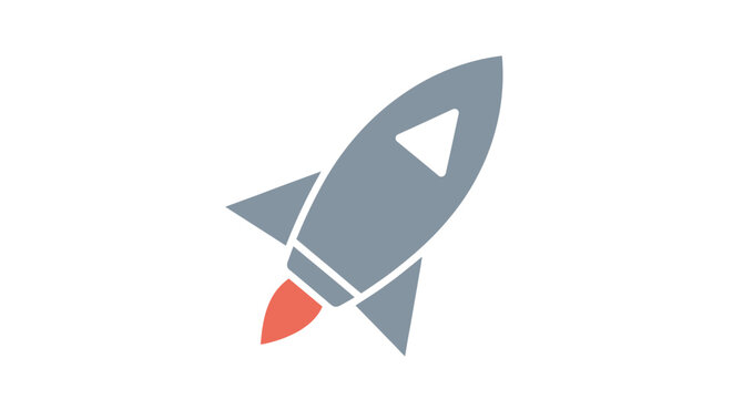 A simple illustration of a rocket ship taking off into the vast, open sky with speed