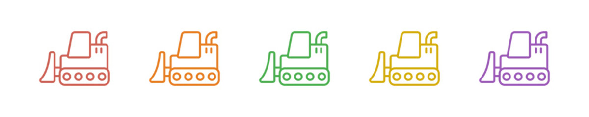Bulldozer Icon Set Multiple Style Collection. Vector Illustration Concept Designed In Line Colorful Style © HIMMATUL ULIYAH