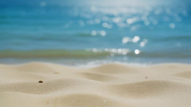 Tropical Sandy Beach and Blurred Blue Ocean 4K Generative AI