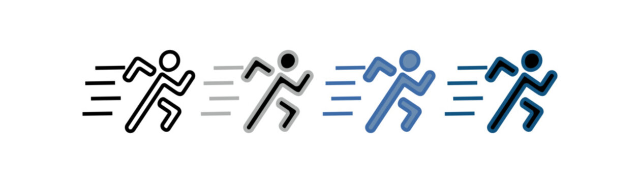 
sprinting icon set multiple style collection with fast runner design
