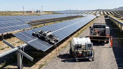 Automated Solar Panel Cleaner Robot Maintaining Photovoltaic Modules © Carlos