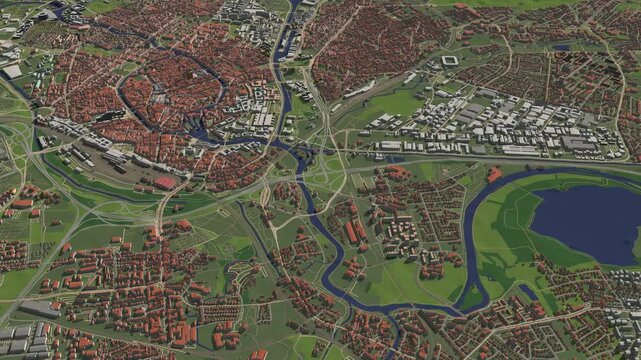 3D looped animation of city - Strasbourg France