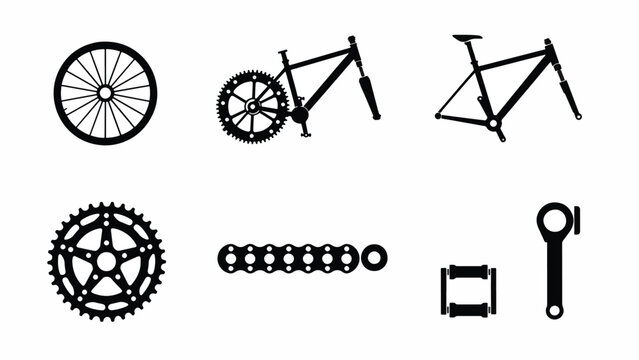 Bicycle parts and tools collection.