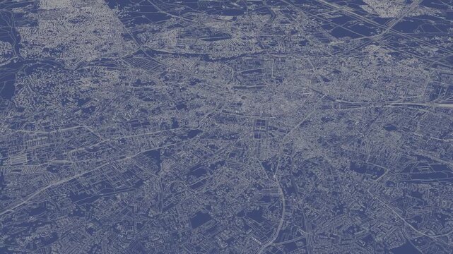 3D looped animation of city - Montpellier France