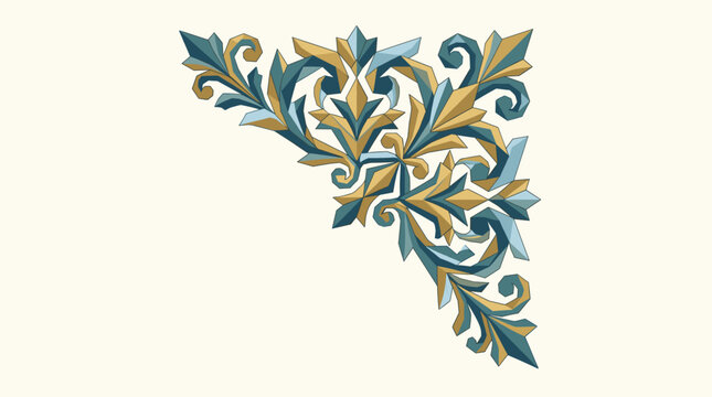 Elegant ornate vintage corner decorative element with floral acanthus leaves.