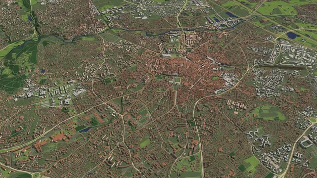 3D looped animation of city - Montpellier France