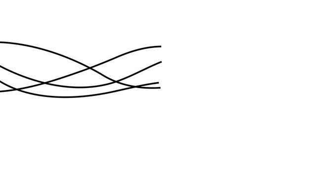 Abstract Black Curved Lines on White Background Minimalist Design blank