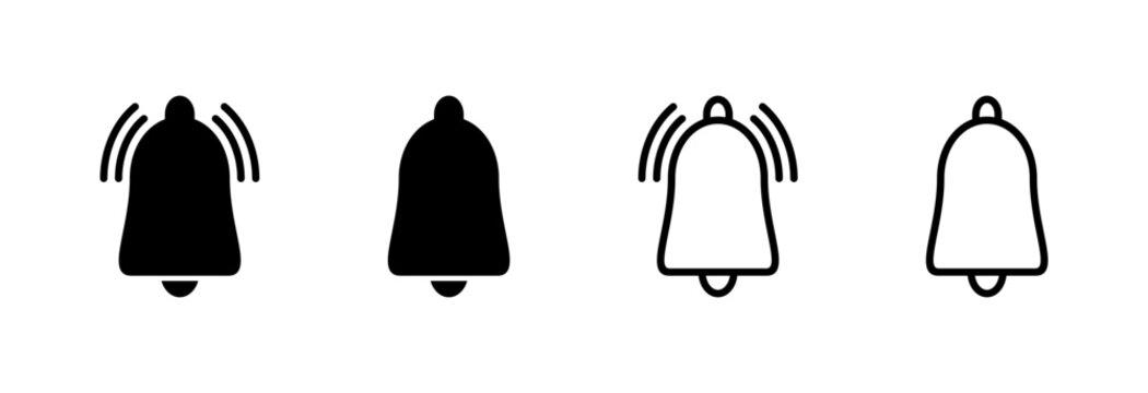 Bell icon symbol for apps and websites. Notification sign and symbol for web site design