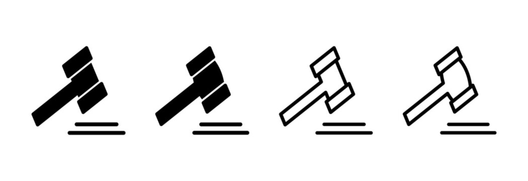 Gavel icon symbol for apps and websites. judge gavel sign and symbol. law icon. auction hammer