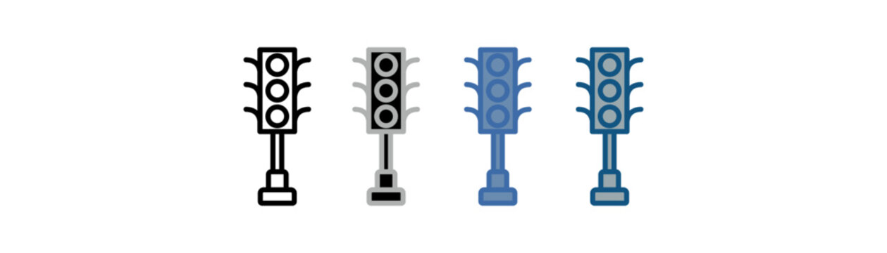 
traffic light icon set multiple style collection with traffic sign design