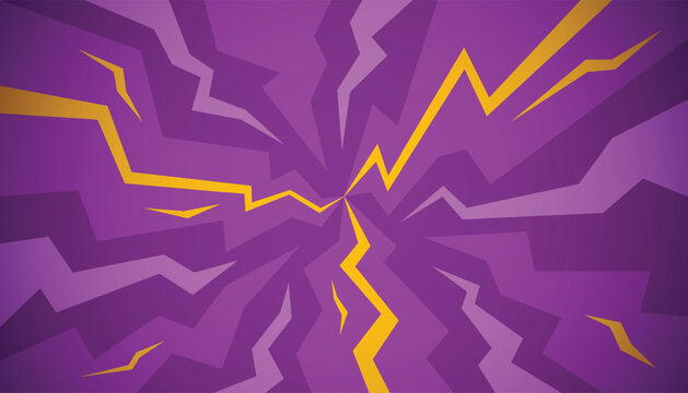 Abstract Purple and Yellow Lightning Strike Comic Background Vector
