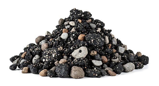 Pile of small multicolored pebbles stones.