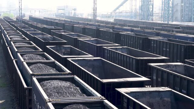 coal transportation stations in China are filled with freight trains.
