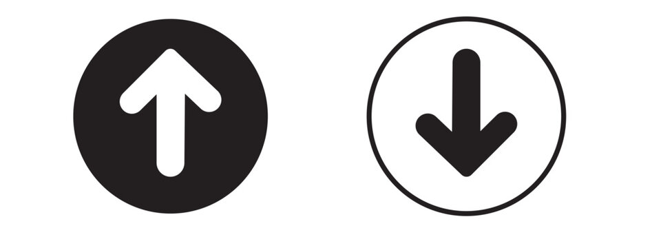 Up and down arrows in circles with direction contrast opposite movement