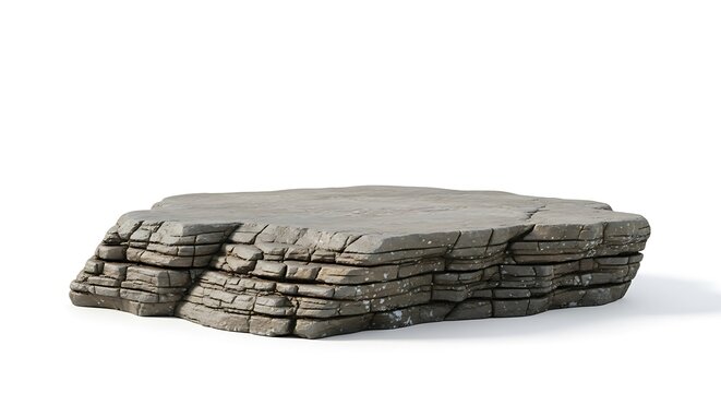 Weathered stone slab on white background.