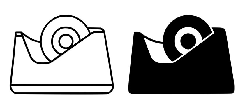 Tape dispenser minimalist illustration, outline and silhouette icon