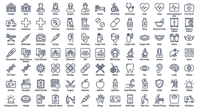 Healthcare outline icon vector illustration with medical concepts