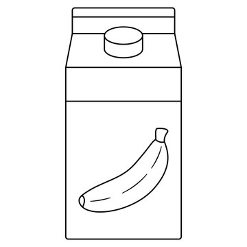 banana juice drink box straw vector illustration