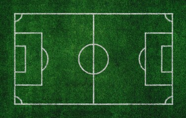 Naklejka premium Football pitch playing field green grass overhead view