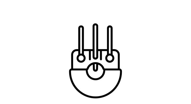 Vector line art icon of a potentiometer with three pins and a knob