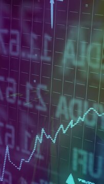 Vertical video: Dotted turquoise line rising across grid pan causing pulsing arrow to show gains