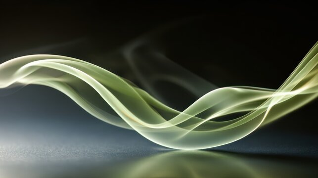 Abstract flowing smoke pattern with vibrant yellow and green hues on black
