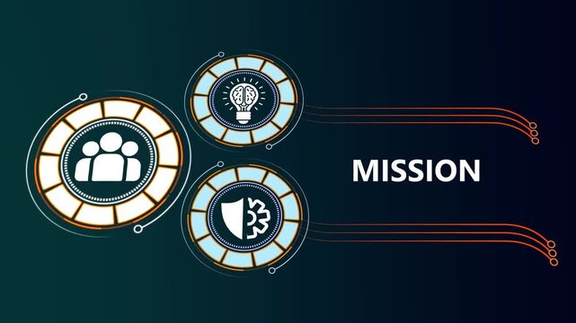 Corporate mission statement infographic with animated tech